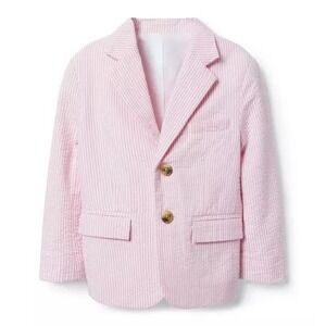 Janie and Jack Seersucker Stripe Blazer Jacket Bubblegum Pink Sz 8 Easter Preppy